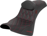 SADDLEMEN Pro Series SDC Performance Seat - w/ Backrest - Red Stitch - Gripper - FXBB/FXST '18-'25 SC81830DB4
