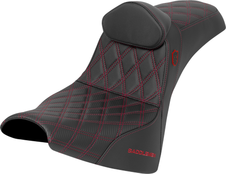 SADDLEMEN Pro Series SDC Performance Seat - w/ Backrest - Red Stitch - Gripper - FXBB/FXST '18-'25 SC81830DB4