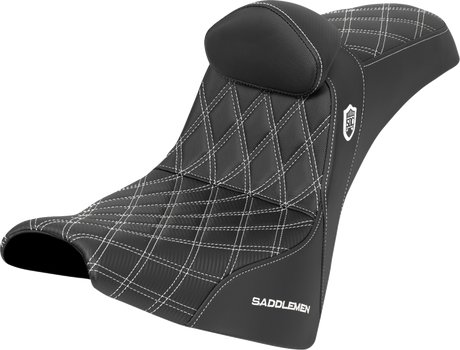 SADDLEMEN Pro Series SDC Performance Seat - w/ Backrest - White Stitch - Gripper - FXBB/FXST '18-'25 SC81830DB6