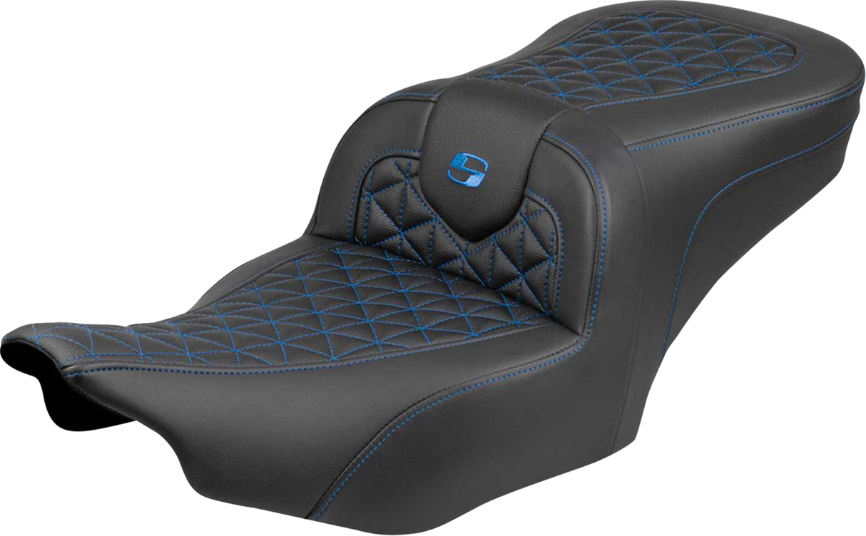 SADDLEMEN Roadsofa™ Seat - without Backrest - Blue Stitch - FLH/FLT '23-'25 823-07-21001