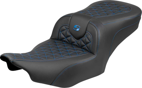 SADDLEMEN Roadsofa™ Seat - without Backrest - Blue Stitch - FLH/FLT '23-'25 823-07-21001