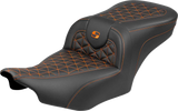 SADDLEMEN Roadsofa™ Seat - without Backrest - Orange Stitch - FLH/FLT '23-'25 823-07-21003