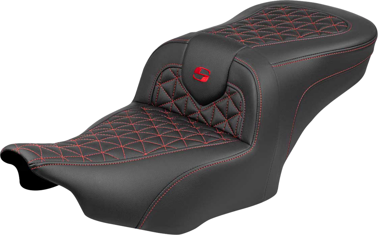 SADDLEMEN Roadsofa™ Seat - without Backrest - Red Stitch - FLH/FLT '23-'25 823-07-21004