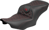 SADDLEMEN Roadsofa™ Seat - without Backrest - Red Stitch - FLH/FLT '23-'25 823-07-21004