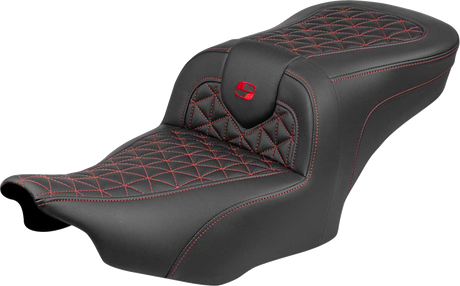 SADDLEMEN Roadsofa™ Seat - without Backrest - Red Stitch - FLH/FLT '23-'25 823-07-21004