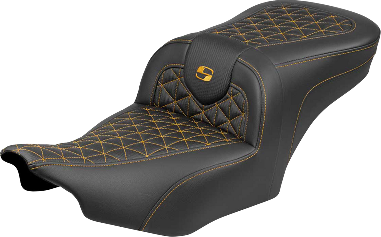 SADDLEMEN Roadsofa™ Seat - without Backrest - Gold Stitch - FLH/FLT '23-'25 823-07-21007