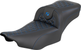 SADDLEMEN Roadsofa™ Extended Reach Seat - without Backrest - Blue Stitch - FLH/FLT '23-'25 823-07-21101