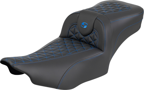 SADDLEMEN Roadsofa™ Extended Reach Seat - without Backrest - Blue Stitch - FLH/FLT '23-'25 823-07-21101