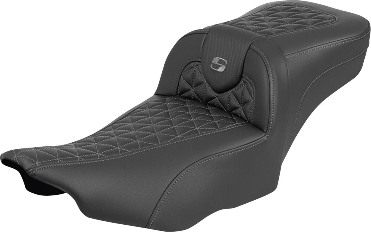 SADDLEMEN Roadsofa™ Extended Reach Seat - without Backrest - Gray Stitch - FLH/FLT '23-'25 823-07-21102