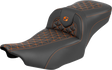 SADDLEMEN Roadsofa™ Extended Reach Seat - without Backrest - Orange Stitch - FLH/FLT '23-'25 823-07-21103