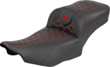 SADDLEMEN Roadsofa™ Extended Reach Seat - without Backrest - Red Stitch - FLH/FLT '23-'25 823-07-21104