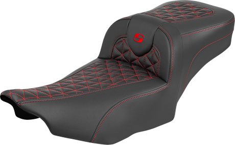SADDLEMEN Roadsofa™ Extended Reach Seat - without Backrest - Red Stitch - FLH/FLT '23-'25 823-07-21104