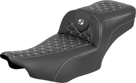 SADDLEMEN Roadsofa™ Extended Reach Seat - without Backrest - White Stitch - FLH/FLT '23-'25 823-07-21106