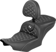 SADDLEMEN Roadsofa™ Seat - with Backrest - White Stitch - FLH/FLT '23-'25 823-07-210B6