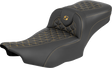 SADDLEMEN Roadsofa™ Extended Reach Seat - without Backrest - Gold Stitch - FLH/FLT '23-'25 823-07-21107