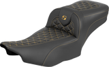 SADDLEMEN Roadsofa™ Extended Reach Seat - without Backrest - Gold Stitch - FLH/FLT '23-'25 823-07-21107