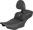 SADDLEMEN Roadsofa™ Extended Reach Seat - with Backrest - Gray Stitch - FLH/FLT '23-'25 823-07-211B2