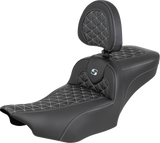 SADDLEMEN Roadsofa™ Extended Reach Seat - with Backrest - Silver Stitch - FLH/FLT '23-'25 823-07-211B5