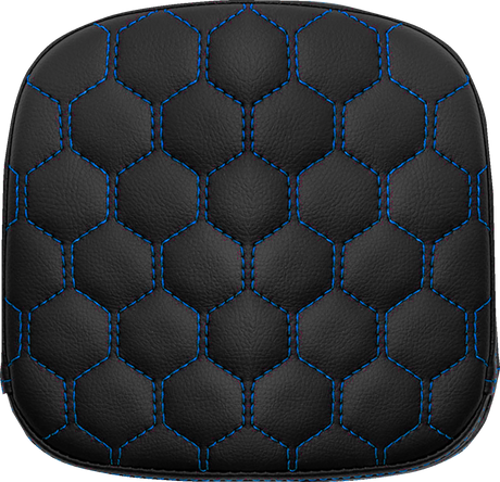 SADDLEMEN Sissy Bar Pad - Honeycomb - Blue Stitching 040749BLU