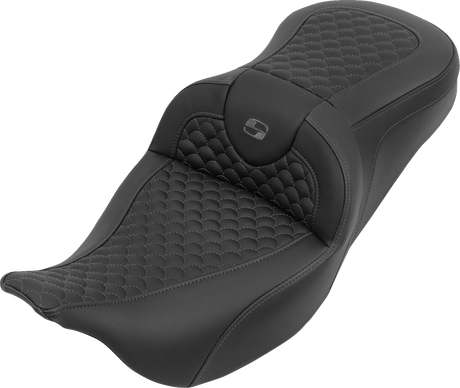 SADDLEMEN Roadsofa™ Seat - without Backrest - Dragon Stitch - Gray Stitch - FLH/FLT '08-'25 808-07B-20802
