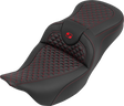 SADDLEMEN Roadsofa™ Seat - without Backrest - Dragon Stitch - Red Stitch - FLH/FLT '08-'25 808-07B-20804