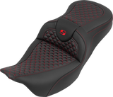 SADDLEMEN Roadsofa™ Seat - without Backrest - Dragon Stitch - Red Stitch - FLH/FLT '08-'25 808-07B-20804