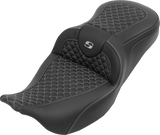 SADDLEMEN Roadsofa™ Seat - without Backrest - Dragon Stitch - Silver Stitch - FLH/FLT '08-'25 808-07B-20805