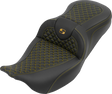SADDLEMEN Roadsofa™ Seat - without Backrest - Dragon Stitch - Gold Stitch - FLH/FLT '08-'25 808-07B-20807