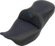 SADDLEMEN Roadsofa™ Seat - without Backrest - Dragon Stitch - Blue Stitch - FLH/FLT '08-'25 808-07B-20801