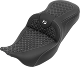 SADDLEMEN Roadsofa™ Seat - without Backrest - Dragon Stitch - White Stitch - FLH/FLT '08-'25 808-07B-20806