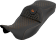 SADDLEMEN Extended Reach RoadSofa™ Seat - Dragon Scale - w/o Backrest - Orange Stitch - FLH/FLT '08-'25 808-07B-20903