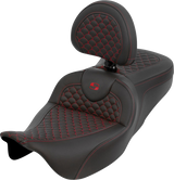 SADDLEMEN Roadsofa™ Seat - Dragon Scale - Red Stitch - with Backrest - Touring '08-'25 808-07B-208B4