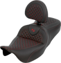 SADDLEMEN Roadsofa™ Seat - Dragon Scale - Red Stitch - with Backrest - Touring '08-'25 808-07B-208B4