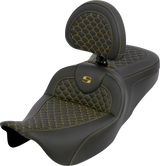 SADDLEMEN Roadsofa™ Seat - Dragon Scale - Gold Stitch - with Backrest - Touring '08-'25 808-07B-208B7