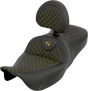 SADDLEMEN Roadsofa™ Seat - Dragon Scale - Gold Stitch - with Backrest - Touring '08-'25 808-07B-208B7