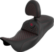 SADDLEMEN Extended Reach Roadsofa™ Seat - Dragon Scale - Red Stitch - with Backrest - Touring '08-'25 808-07B-209B4