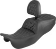 SADDLEMEN Roadsofa™ Seat - With Backrest - Carbon Fiber - Lattice Stitch - FLRT/FLTRT 815-07-206B0