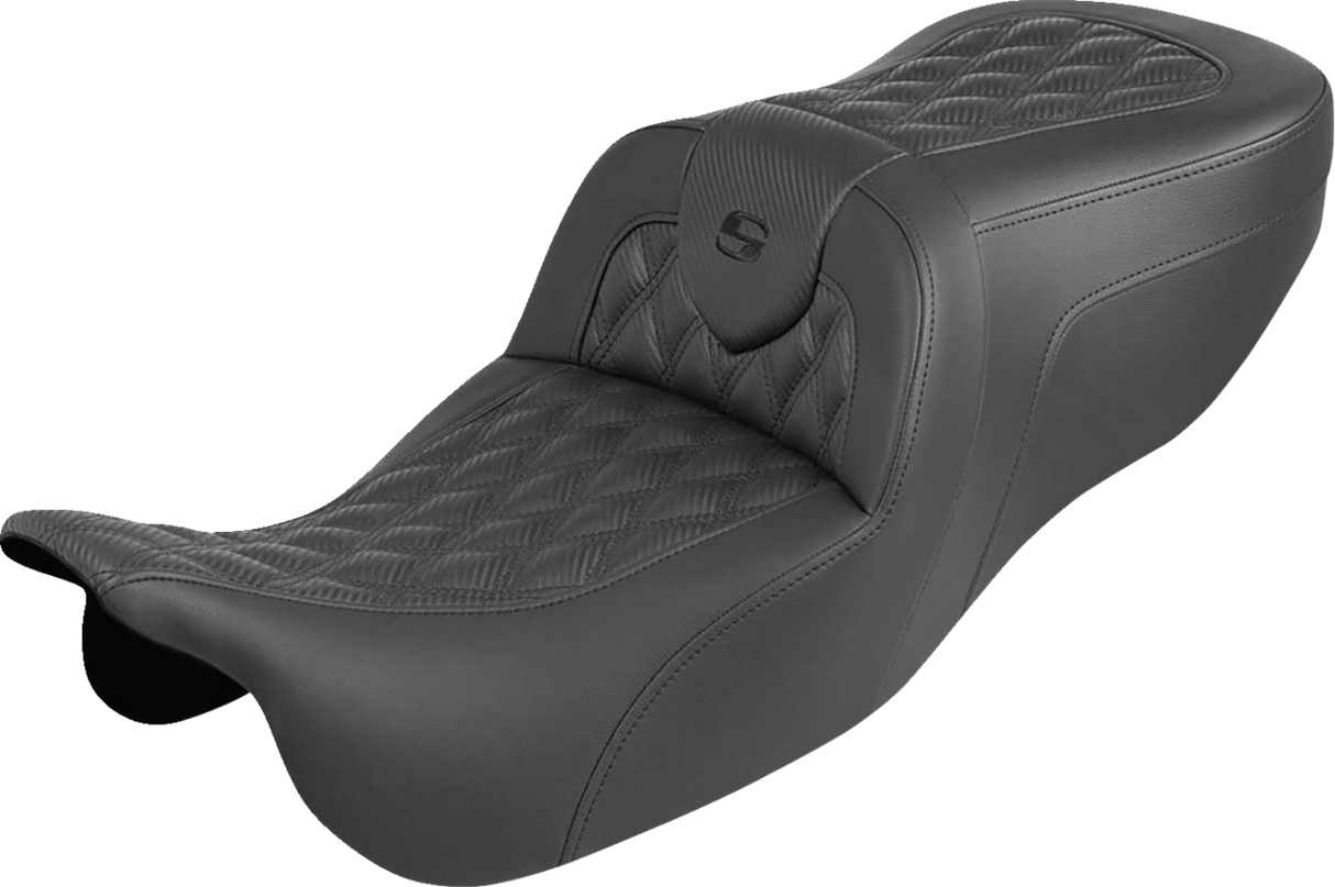 SADDLEMEN Roadsofa™ Seat - Without Backrest - Carbon Fiber - Lattice Stitch - FLRT/FLTRT 815-07-20600