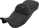 SADDLEMEN Extended Reach RoadSofa™ Seat - Dragon Scale - w/o Backrest - Gray Stitch - FLH/FLT '08-'25 808-07B-20902