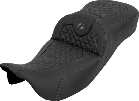 SADDLEMEN Extended Reach RoadSofa™ Seat - Dragon Scale - w/o Backrest - Gray Stitch - FLH/FLT '08-'25 808-07B-20902
