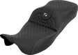 SADDLEMEN Extended Reach RoadSofa™ Seat - Dragon Scale - w/o Backrest - Silver Stitch - FLH/FLT '08-'25 808-07B-20905