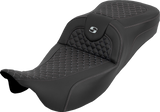 SADDLEMEN Extended Reach RoadSofa™ Seat - Dragon Scale - w/o Backrest - Silver Stitch - FLH/FLT '08-'25 808-07B-20905
