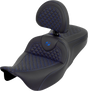 SADDLEMEN Roadsofa™ Seat - Dragon Scale - Blue Stitch - with Backrest - Touring '08-'25 808-07B-208B1