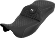 SADDLEMEN Extended Reach RoadSofa™ Seat - Dragon Scale - w/o Backrest - White Stitch - FLH/FLT '08-'25 808-07B-20906