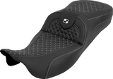 SADDLEMEN Extended Reach RoadSofa™ Seat - Dragon Scale - w/o Backrest - White Stitch - FLH/FLT '08-'25 808-07B-20906
