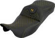 SADDLEMEN Extended Reach RoadSofa™ Seat - Dragon Scale - w/o Backrest - Gold Stitch - FLH/FLT '08-'25 808-07B-20907