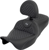 SADDLEMEN Roadsofa™ Seat - Dragon Scale - Gray Stitch - with Backrest - Touring '08-'25 808-07B-208B2