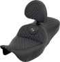 SADDLEMEN Roadsofa™ Seat - Dragon Scale - Gray Stitch - with Backrest - Touring '08-'25 808-07B-208B2