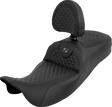 SADDLEMEN Extended Reach Roadsofa™ Seat - Dragon Scale - Gray Stitch - with Backrest - Touring '08-'25 808-07B-209B2