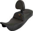 SADDLEMEN Extended Reach Roadsofa™ Seat - Dragon Scale - Orange Stitch - with Backrest - Touring '08-'25 808-07B-209B3